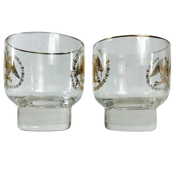 VTG MCM Barware Golden Eagle Crest Ice Bucket and Glass Set American Patriotic - Picture 6 of 15